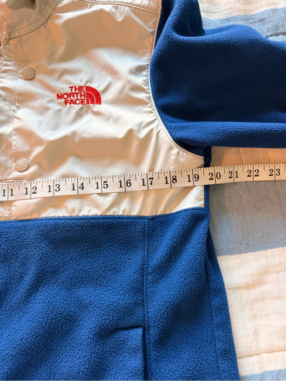 The North Face Blue and White 1/2 Zip Pullover Fleece Jacket Mens S